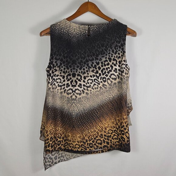 Roz‎ & Ali Womens Medium Sleeveless Asymmetrical Animal Print Layered Hem Blouse - Picture 2 of 8